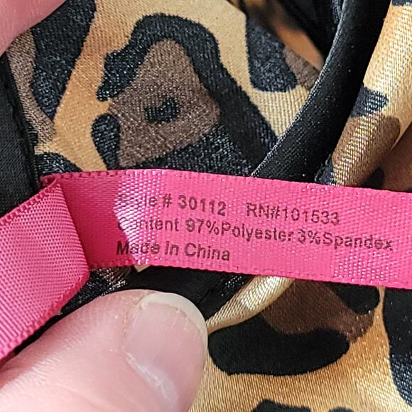 Seven til Midnight Leopard Print Halter Tie back Negligee Size Large - Picture 5 of 11